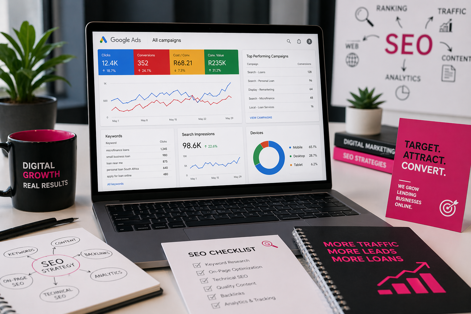 Digital marketing analytics dashboard
